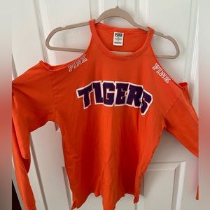 Clemson Tigers long sleeve cold shoulder top